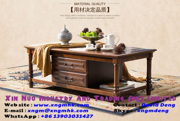 Buy cheap Square living room double storey drawer antique hardware handle coffee table from wholesalers