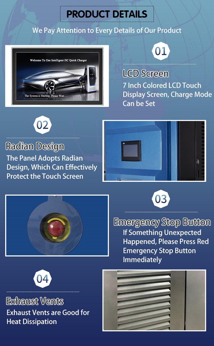 180KW CCS GBT Commercial Electric Vehicles DC EV Charging Stations Fast EV Charger Output Voltage Range 200-1000V Optional