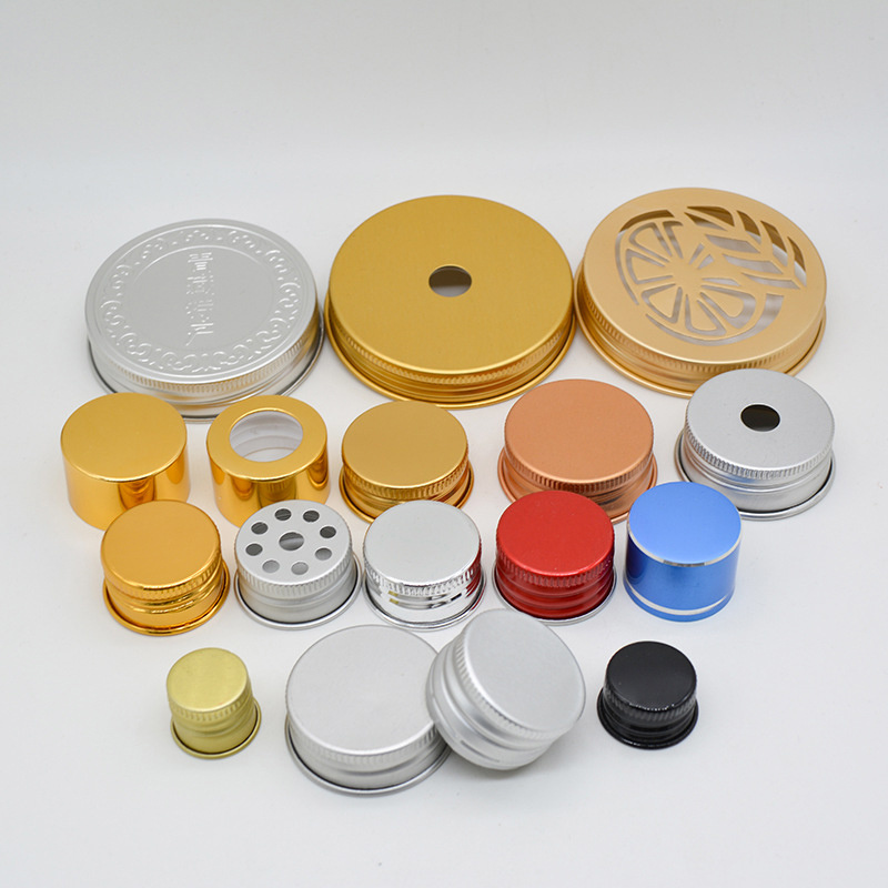 Wholesale 13mm-104mm Threaded Metal Lids Silver Gold Black Aluminum Screw Cap