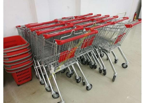Buy cheap Grocery Store Wire Shopping Trolley Metal Retail Carts 60L With Zinc Plated from wholesalers