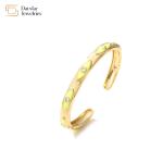 Enamel Evil Eye 18k Gold Bangle Diamond Zircon Adjustable Open Bracelets Jewelry