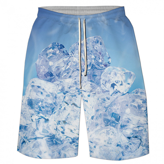 Custom logo Summer Sandy Beach Blank 100% Polyester Designer Inspired Ice Printed Men's Shorts With Pockets