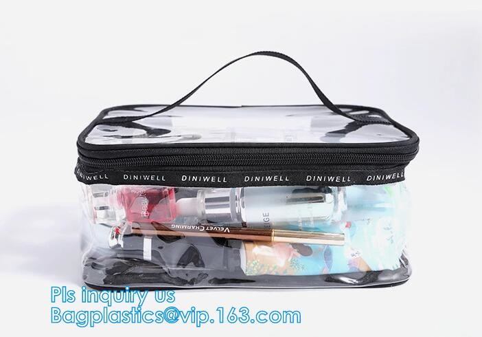 PVC Zip Lock Plastic Cosmetic Travel Packaging Bag, Travel Set Stand Up Bags For Agency With Custom Logo, Waterproof Pla