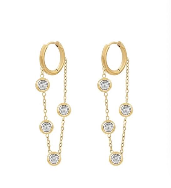 Chain Earrings Set for Women Stainless Steel Ear Pins Dangle Earrings Butterfly