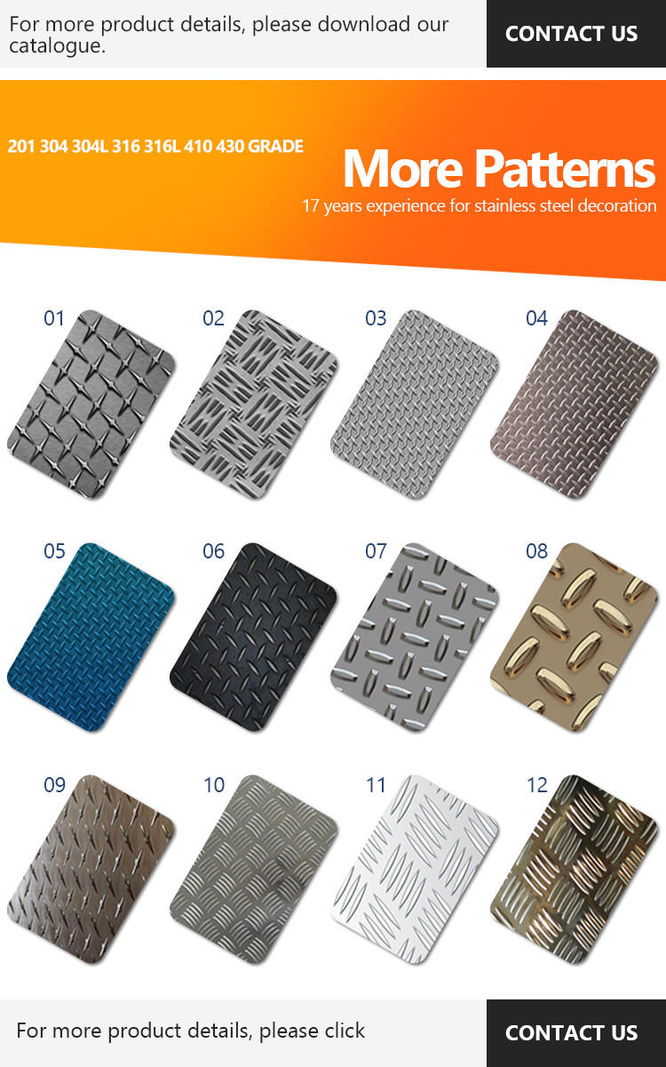 Grand Metal 201 5wl Stainless Steel Sheet Checkered Floor Plate Antiskid For Kitchen