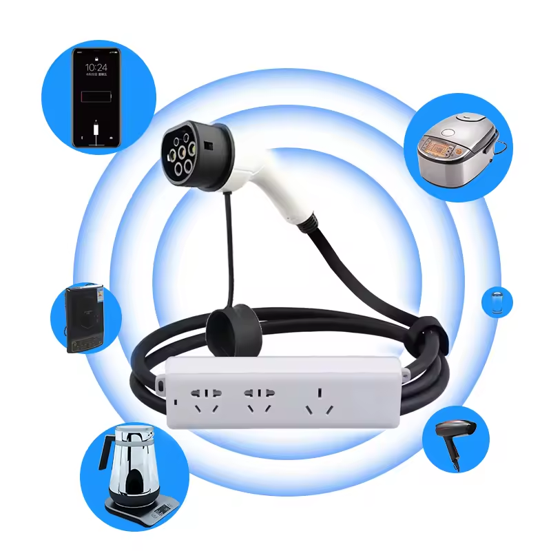Outdoor Camping Extended Plug Socket Type2 3.5kw EV Discharge Gun V2L with 3 Meters Cable Length and 16A Output Current