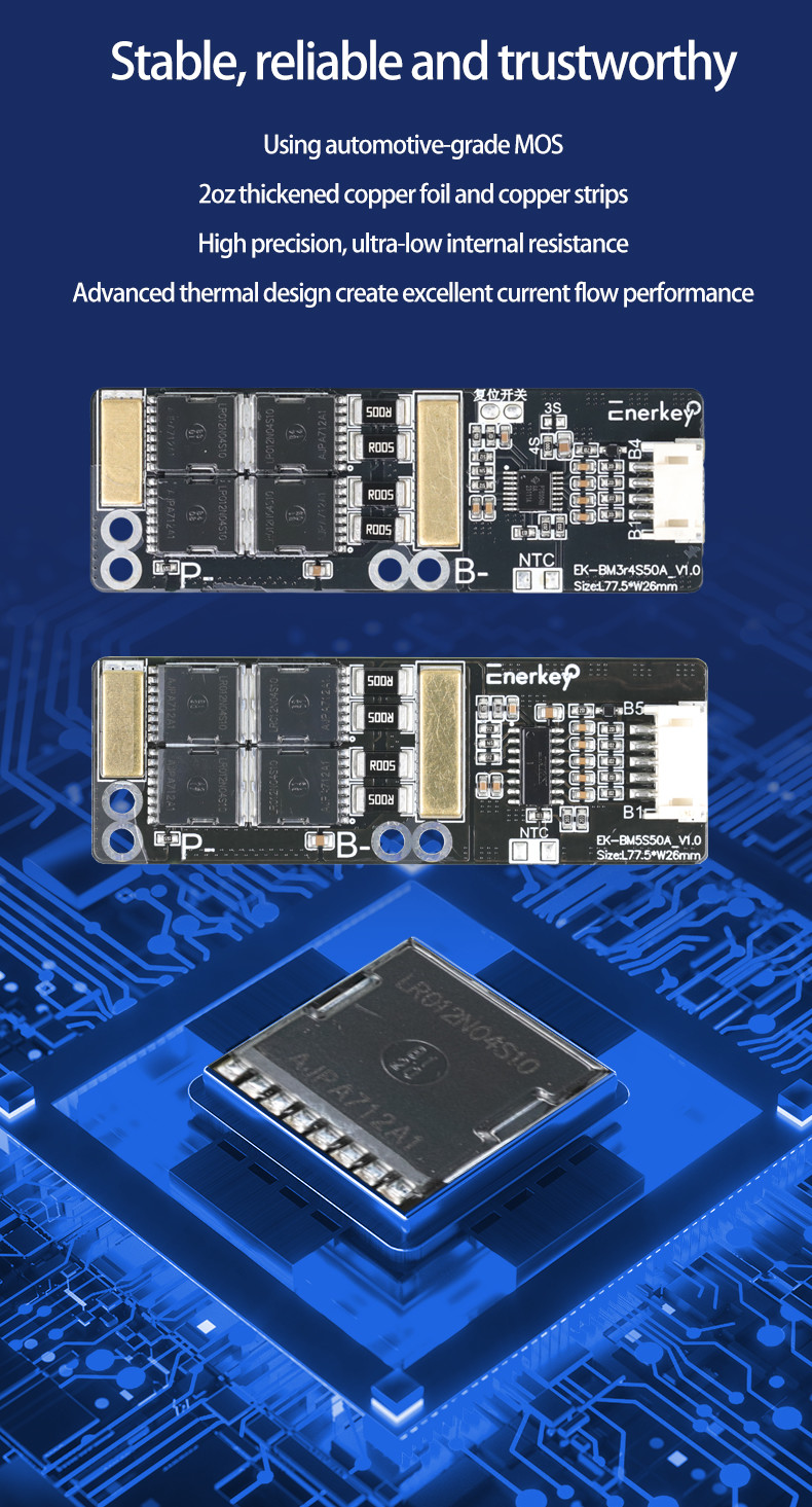 3S 4S 50A BMS Battery Board With NTC Electric Tricycle Cell BMS 12V