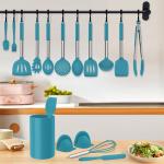 14 Pieces Kitchen Cooking Silicone Utensils Set with Stainless Steel Handle