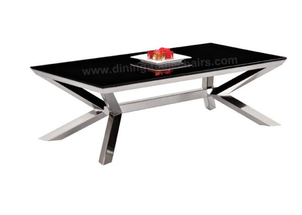 Buy cheap Rectangle Fixed Dining Table , Stainless Steel Black Painted Dining Table from wholesalers