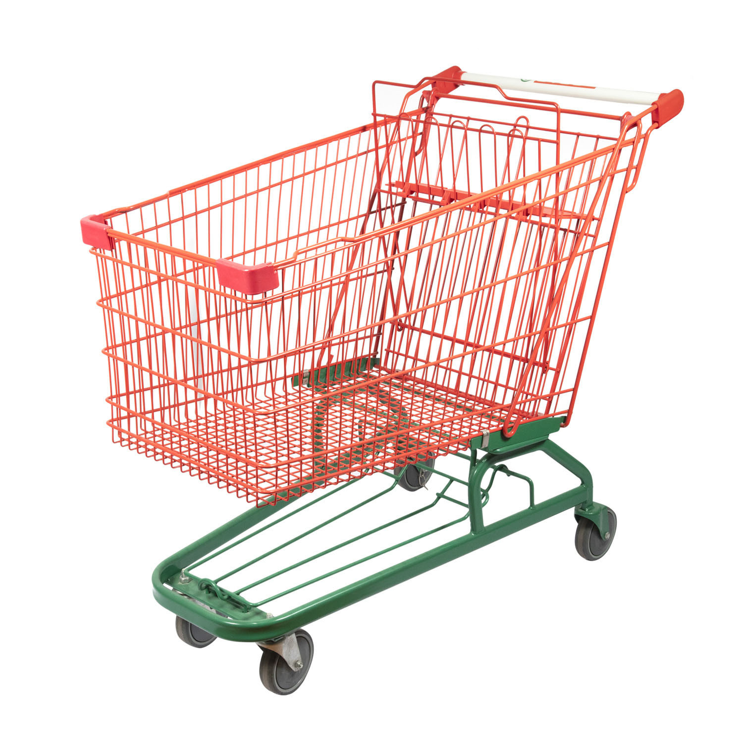 Metal Mesh Basket Trolley Grocery Cart Red Green Wire Shopping Trolley With Bottom Frame
