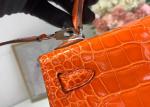 Orange Crocodile Skin Bag , 19cm Genuine Crocodile Leather Bag