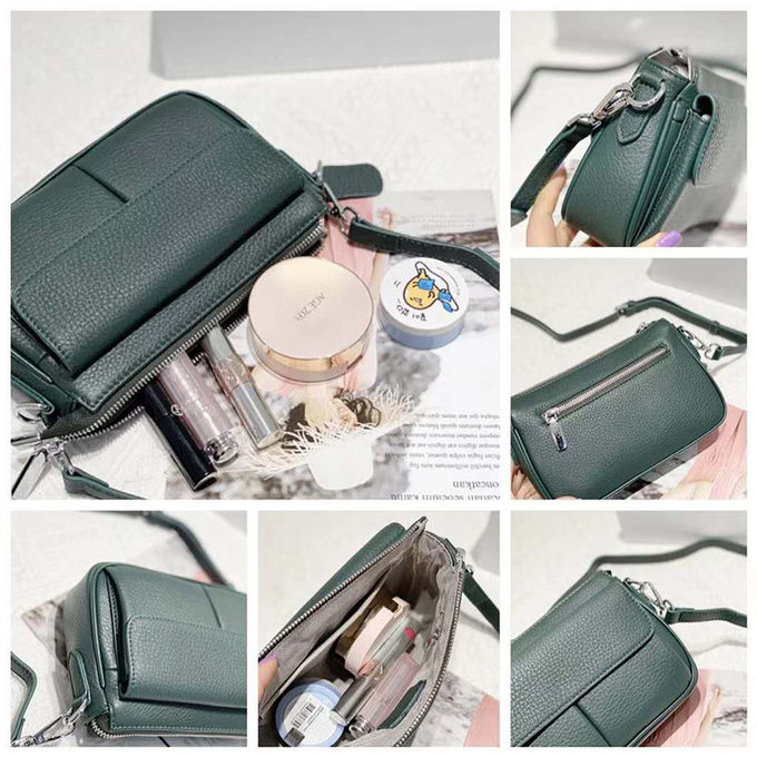 Hasp Closure Shoulder Bags First Layer Cowhide Leather Sling Bags For Women