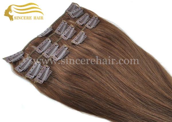 Buy cheap Hot selling 16" Remy Human Hair Extensions for sale - 40 CM Brown Full Set 7 Pieces of Clips-In Remy Hair Wefts for Sale from wholesalers