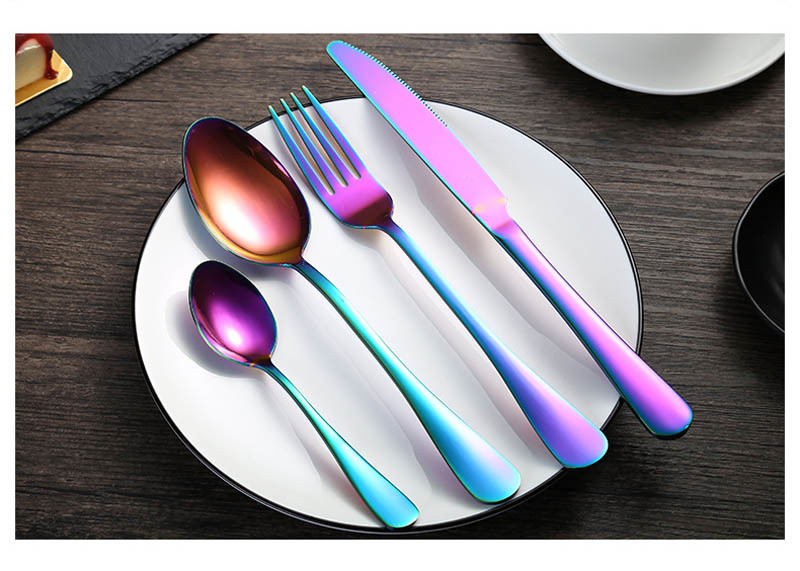 Gold Plated 410 Stainless Steel Tableware Set Steak Knife Fork And Spoon