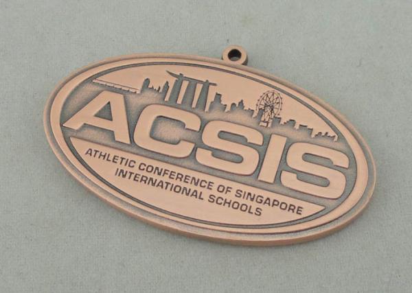 Athletic International Schools Die Cast Medals , Antique Copper Plating 3.5 Inch