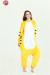Unisex Adult Tiger Onesie Pajamas Soft Warm Flannel Yellow Tiger Custom Logo