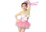 Beauty Girls Ballet Dress / Dance Costume Halter Ruffle Sequin Rainbow Skirt