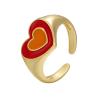 Buy cheap Summer Jewelry 14k Gold Plated Rings Open Adjustable Colorful Enamel Double Heart Chunky from wholesalers
