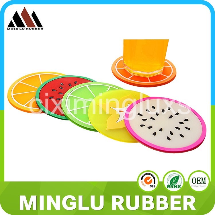 Minglu CM-004 Manufacture of Rubber Fruit design Drink Coasters Cup Mats Coffee Mug Bar Coasters