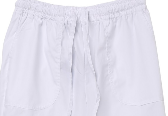 Elastic Waist Draw String White Chef Pants