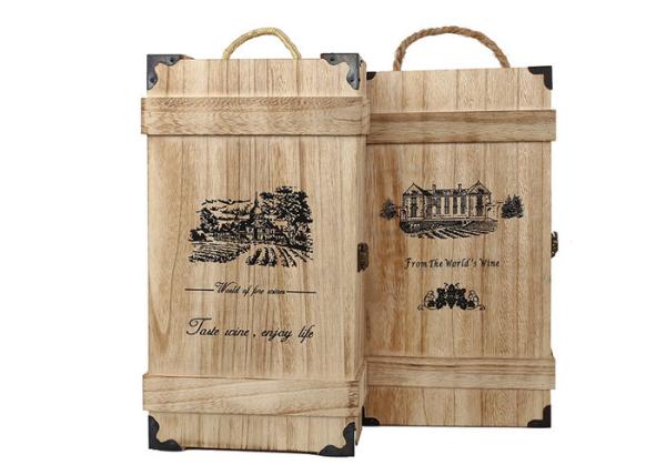 Buy cheap Burnt Color Double Wooden Wine Box , Nartural Color Wooden Wine Display Boxes from wholesalers
