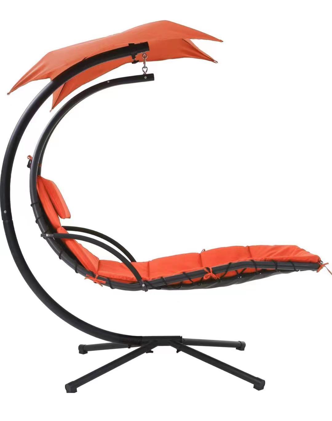 Customized Color Hanging Chaise Lounger Chair with Canopy and 260KGS Weight Capacity
