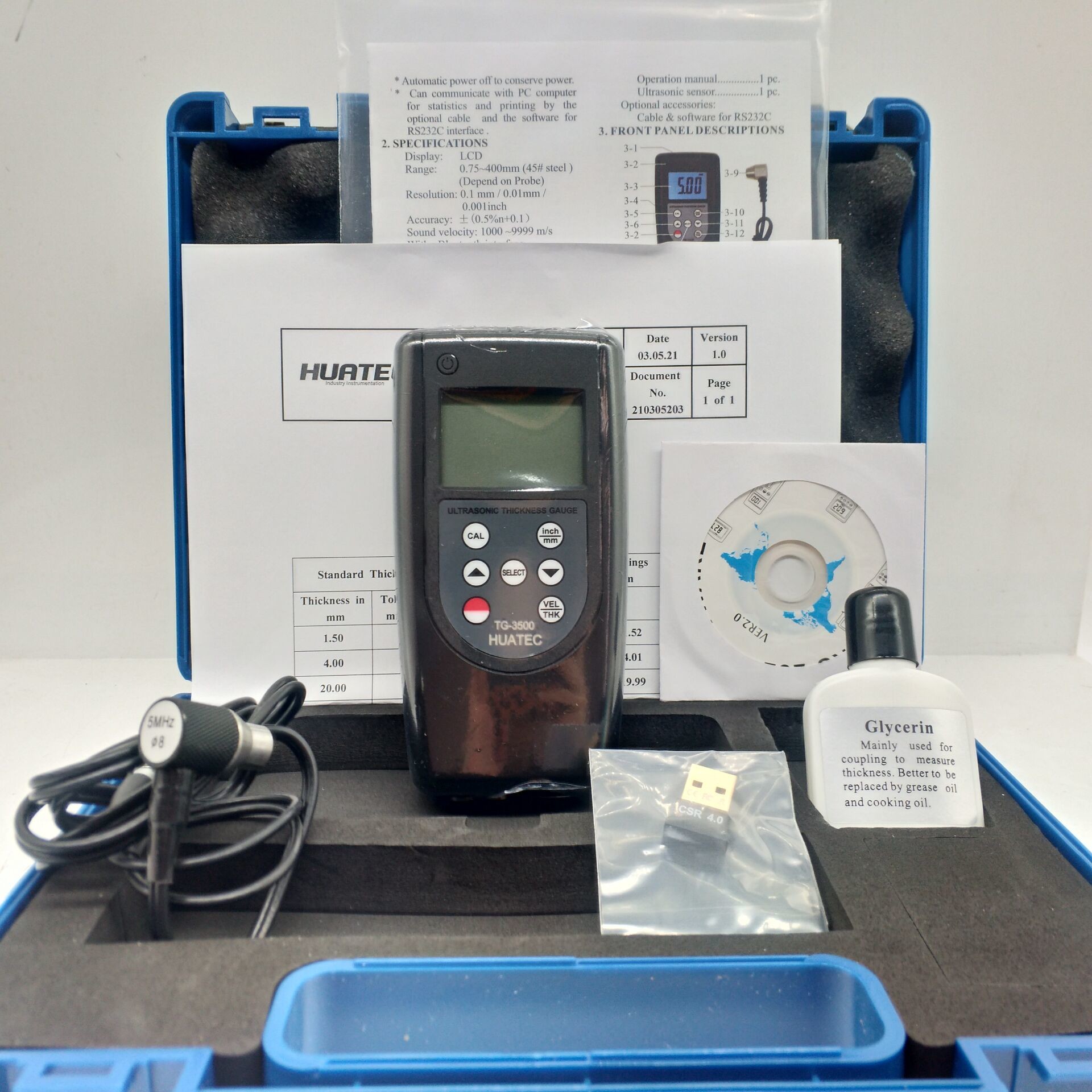 TG-3500 Bluetooth Big Range Portable Digital Ultrasonic Wall Thickness Gauge