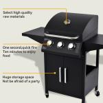 Indoor and Outdoor Multi-Stage Regulation 3 Burner Black Commercial Gas Bbq