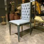 Button Style Luxury Modern Dining Chairs 0.53m European Tufted Leather Dining