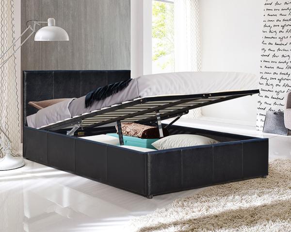 Buy cheap Black Faux Leather Storage Bed Frame Modern Design Queen Size from wholesalers