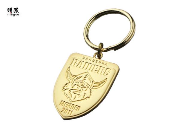 Buy cheap Gold Metal Key Ring Dmbossed Design RAIDERS Logo , 32mm Chain Attachment from wholesalers