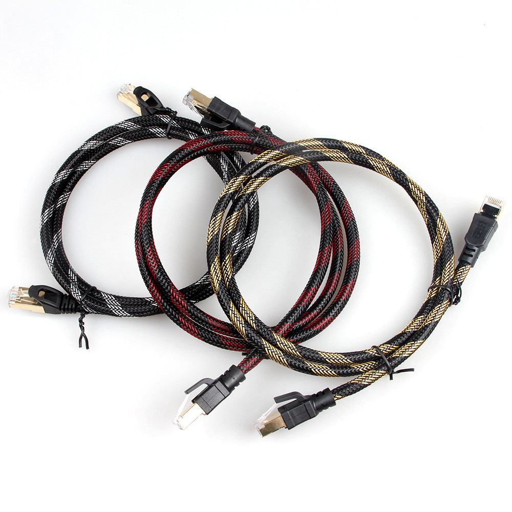 10Gbps Braided Network Cable , RJ45 Cat 7 Cable For Gigabit Ethernet