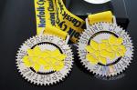 Cut Out Design And Glitter Color Metal Award Medals with Printing Ribbon Gold