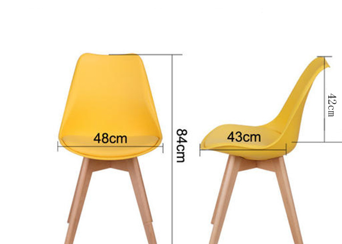 Floor Protection Red Eames Chair , Thickened Beech Leg Simple Wooden Dining Chairs