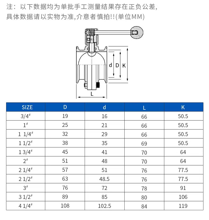 Customized Needs ODM Stainless Steel 304 31Tri Clamp Clover DIN 3A SMS Butterfly Valves