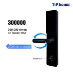Tempered Glass Front Door Smart Locks Fingerprint Card Acess Anti Peep Password