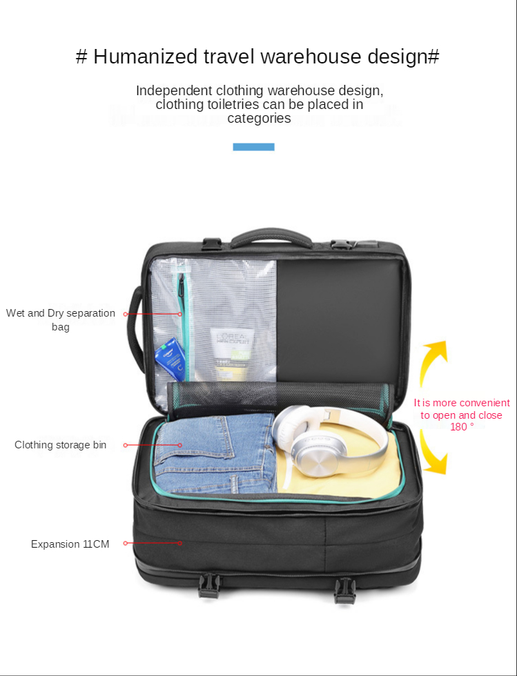 ISO9001 Multifunctional Oxford Business Trip Backpack 30*27*46cm