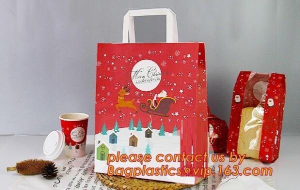 Christmas paper shopping bag, shopper, Customized Reusable Brown baguette bag