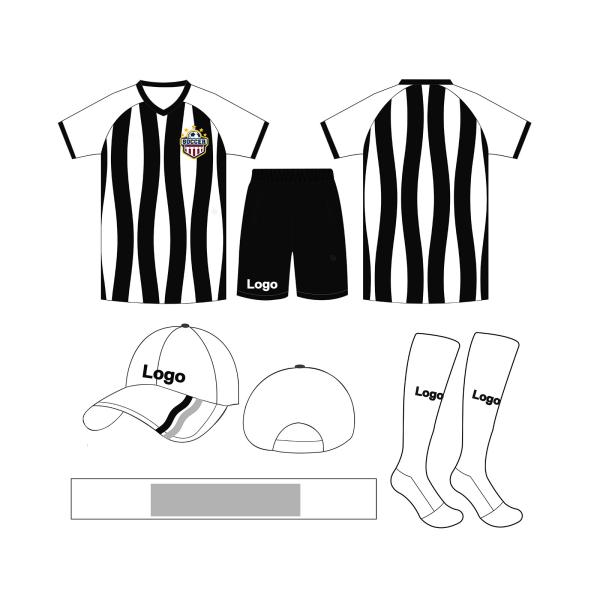 Buy cheap Moisture Wicking Custom Football Uniforms Breathable Fabrics Black And White Jersey from wholesalers