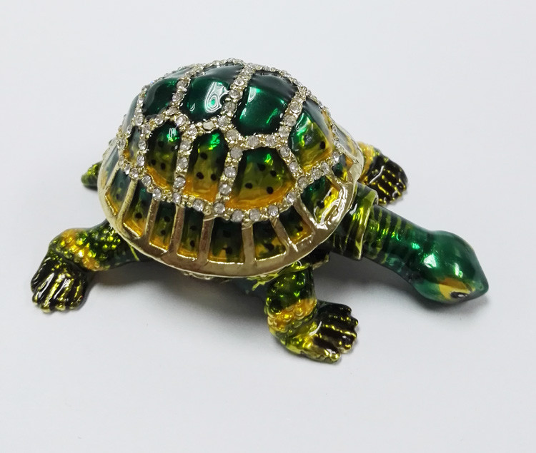 Lucky jeweled trinket boxes green turtle trinket box metal turtle jewelry box