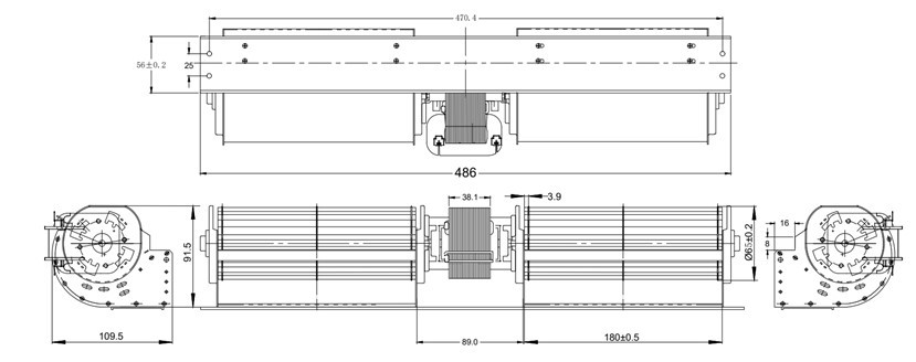 High 90W Low 80W Cross Flow Blower Fan Dual Squirrel Cage Blower
