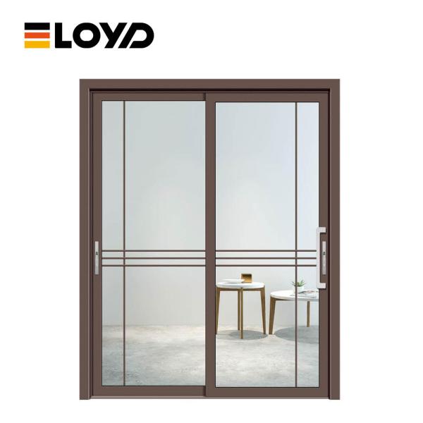 3 Panel Sliding Doors Big Glass Aluminum Double Tempered Glass Modern Sound