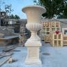 Buy cheap Beige Marble Flowerpot Natural Stone Travertine Vase Planter Classic Garden Decorative Western Style from wholesalers