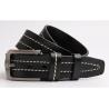 Buy cheap Custom Logo Dark Brown Leather Mens Casual Belts For Jeans Colorful Stitching 100 - 140cm Length from wholesalers