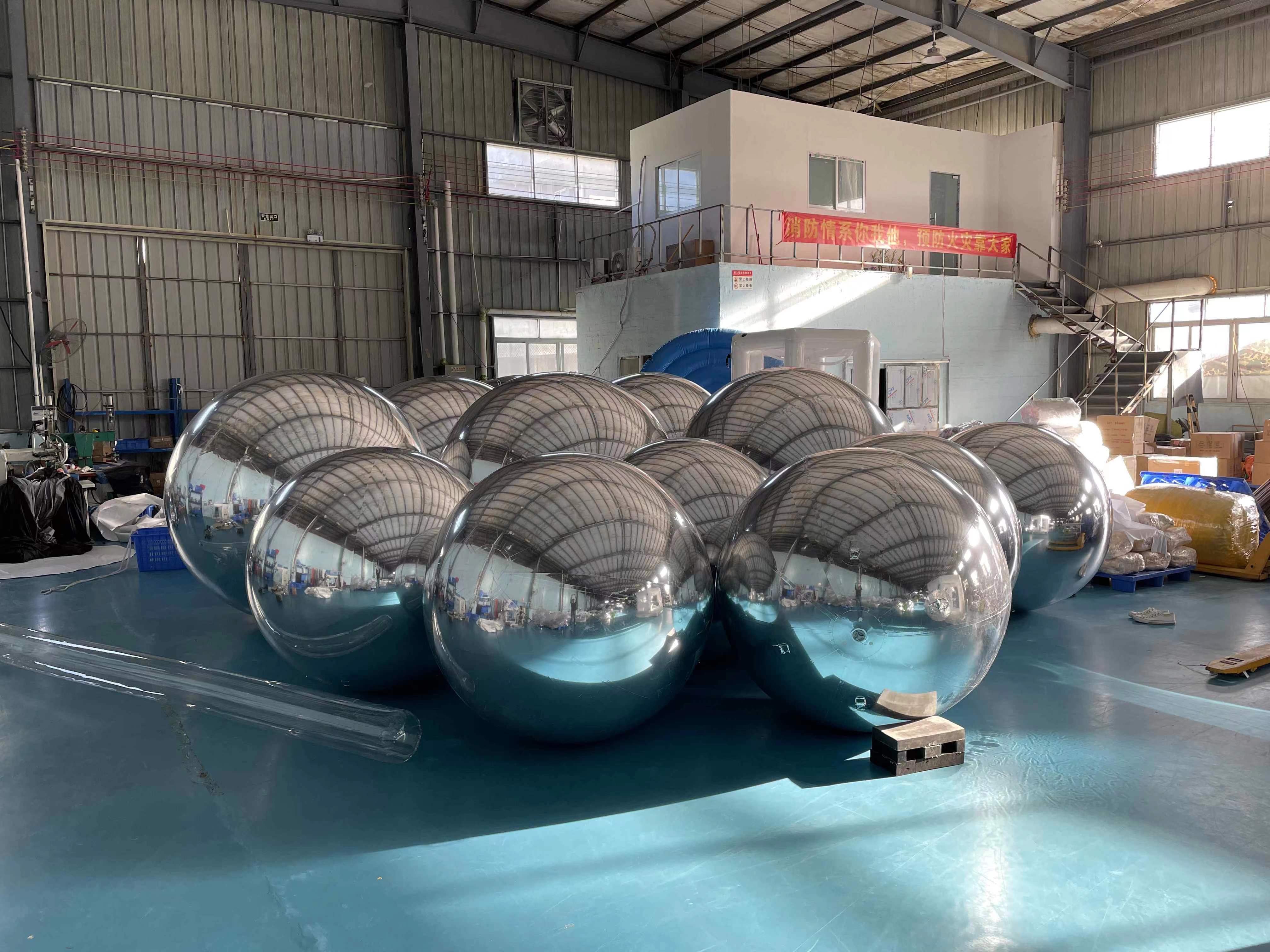 Custom PVC Christmas Large Mirror Ball Colors Outdoor Decorative Inflatable Reflective Balloons