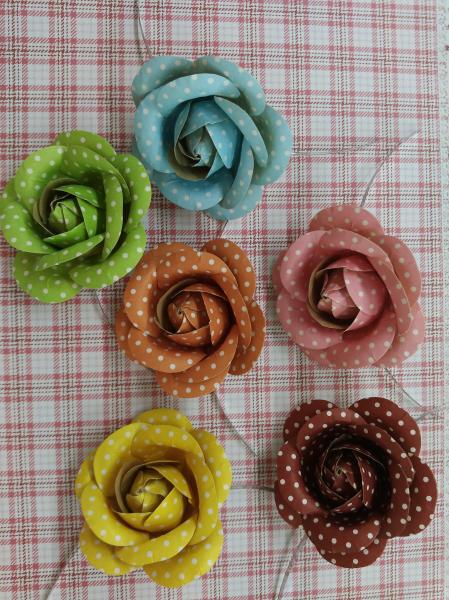 Buy cheap Handmade Brown Fabric Craft Flowers DIY Home Decorations With Printed Dot from wholesalers