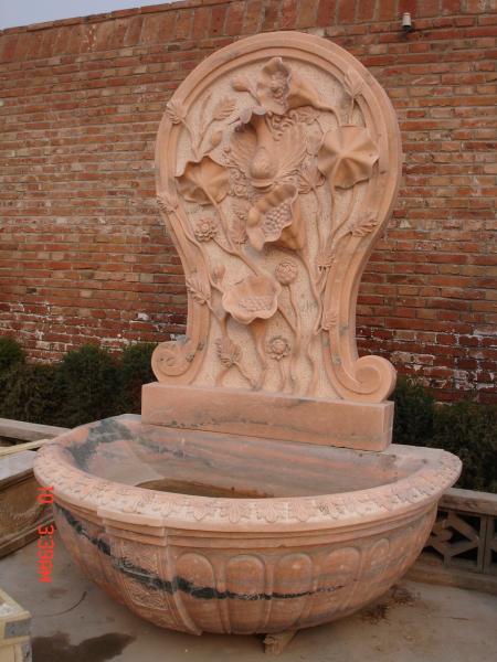 Buy cheap Lotus Flower Carved Pink Marble Stone Wall Water Fountain from wholesalers