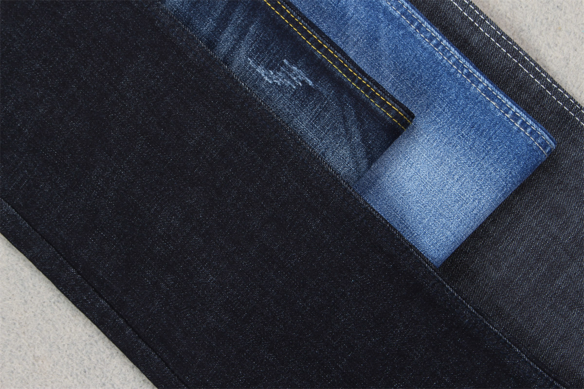 10Oz Denim Fabric With Crosshatch Slub Sulfur Black Jeans Material Stretch Textiles