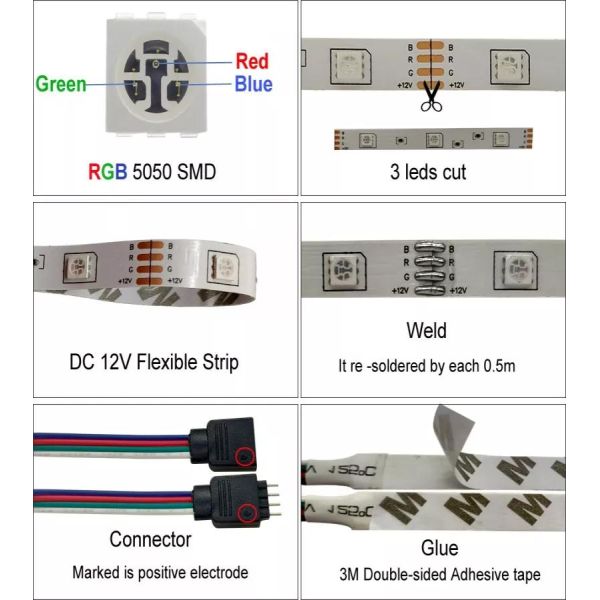 Led Strip Light 5050 Smd Rgb Waterproof 5m 10m 15m 60d/m Outdoor Flexible Warehouse