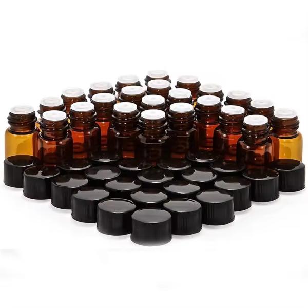 Buy cheap 1ml 2ml 3ml 4ml 5ml Essential Oil Mini Amber Glass Vials Bottles With Screw Cap from wholesalers